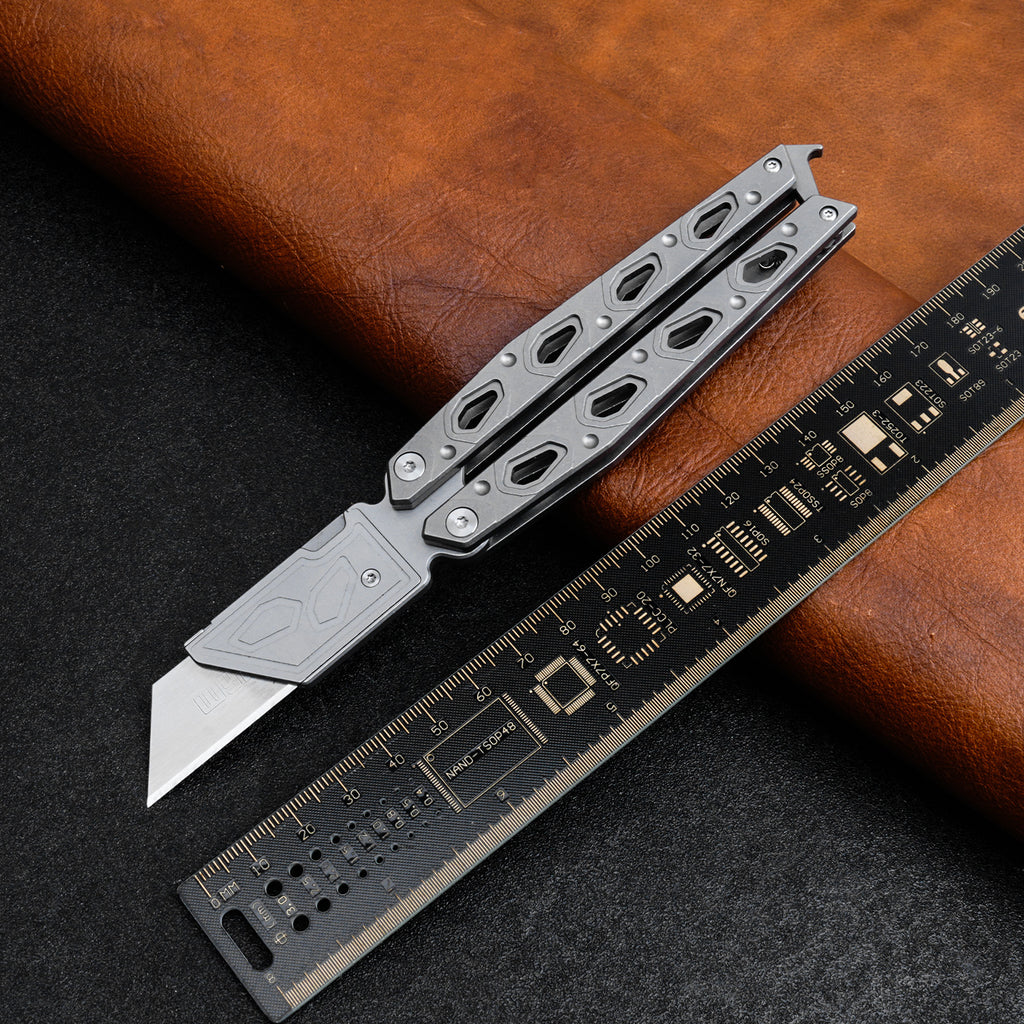 TGQ49 Titanium Stonewash Pocket Folding Utility Cutter