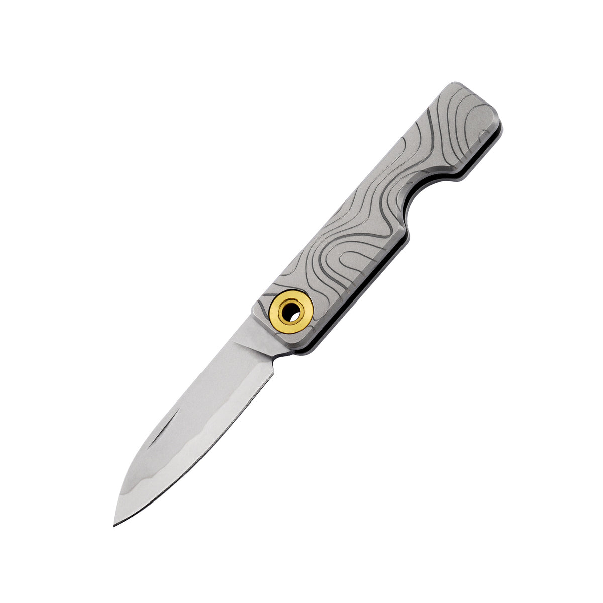 TGQ58 Grey Topo Pattern Titanium VG10 Steel Mini Folding Cutter