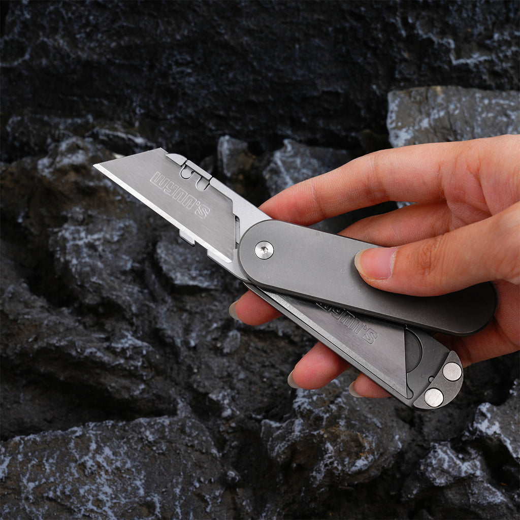 TGQ40 Titanium Stonewash Pocket Folding Utility Cutter