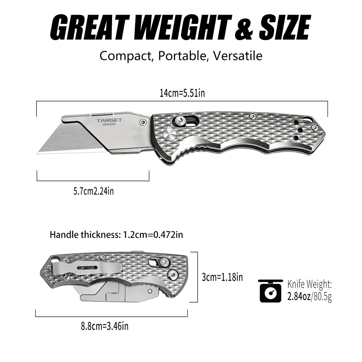 TGQ53 Titanium Diamond Texture Folding Utility Cutter