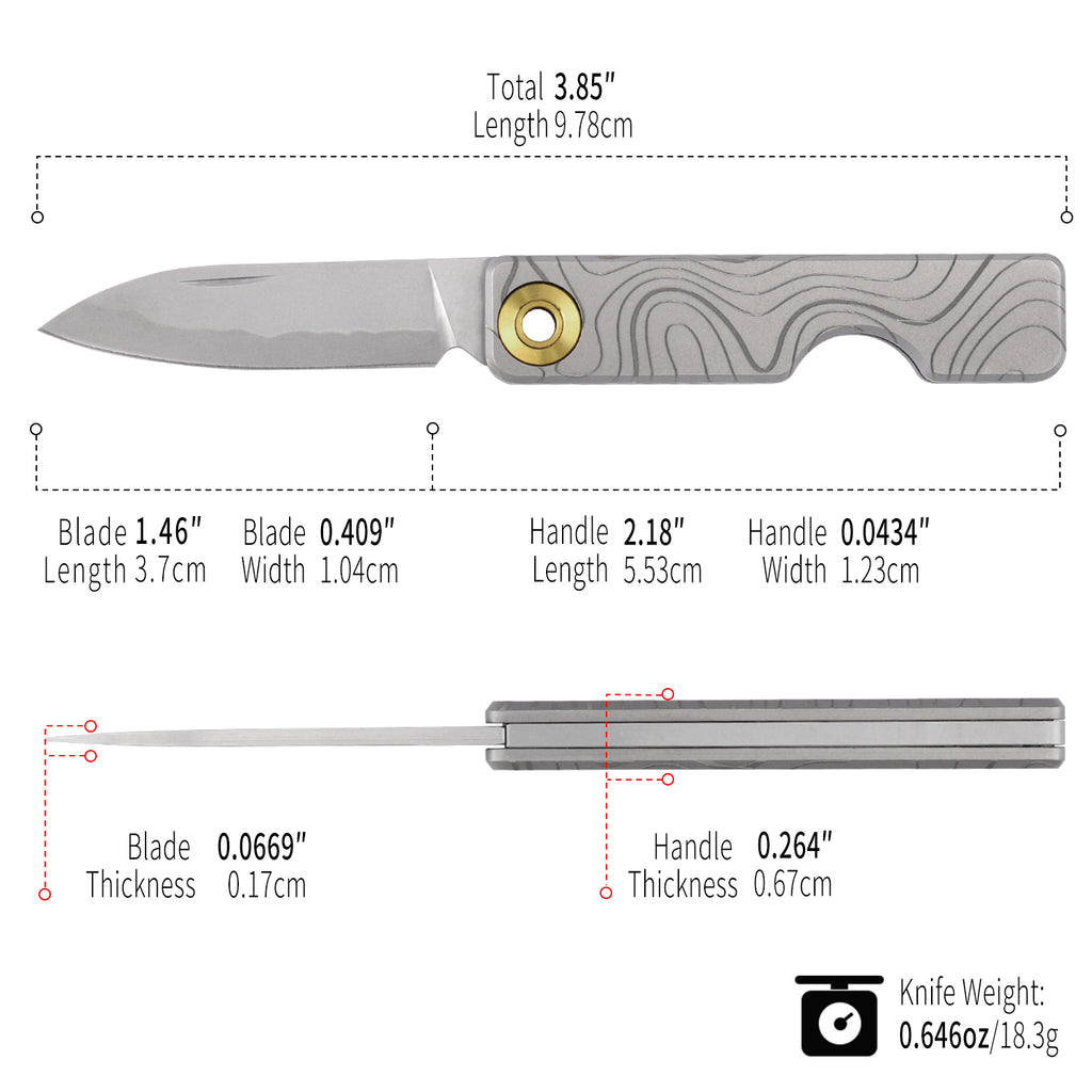 TGQ58 Grey Topo Pattern Titanium VG10 Steel Mini Folding Cutter