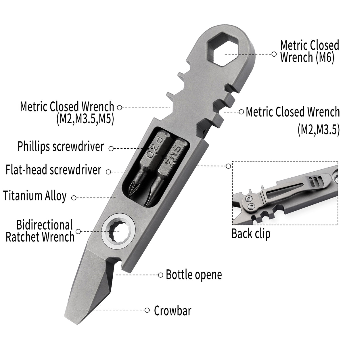 TGFC05 Titanium Alloy EDC Pry Bar Multi‑Tool