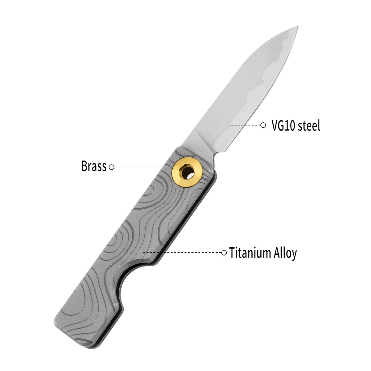 TGQ58 Grey Topo Pattern Titanium VG10 Steel Mini Folding Cutter