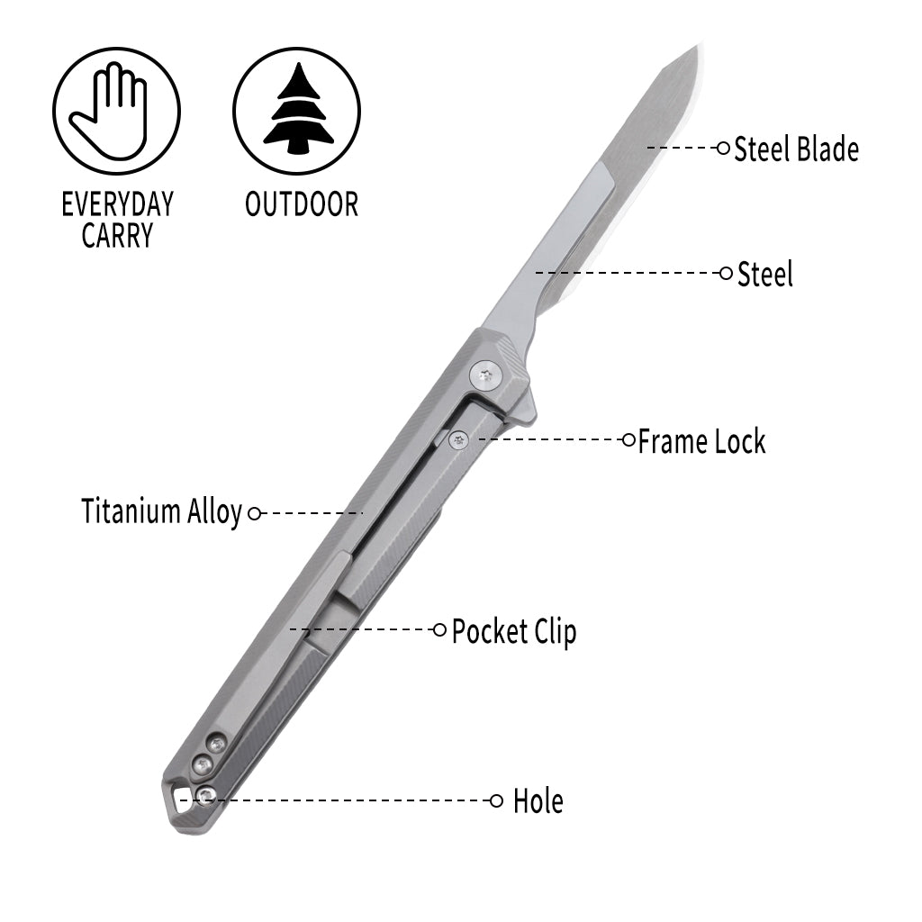 TGQ29 Titanium Stonewash Pocket Folding Cutter
