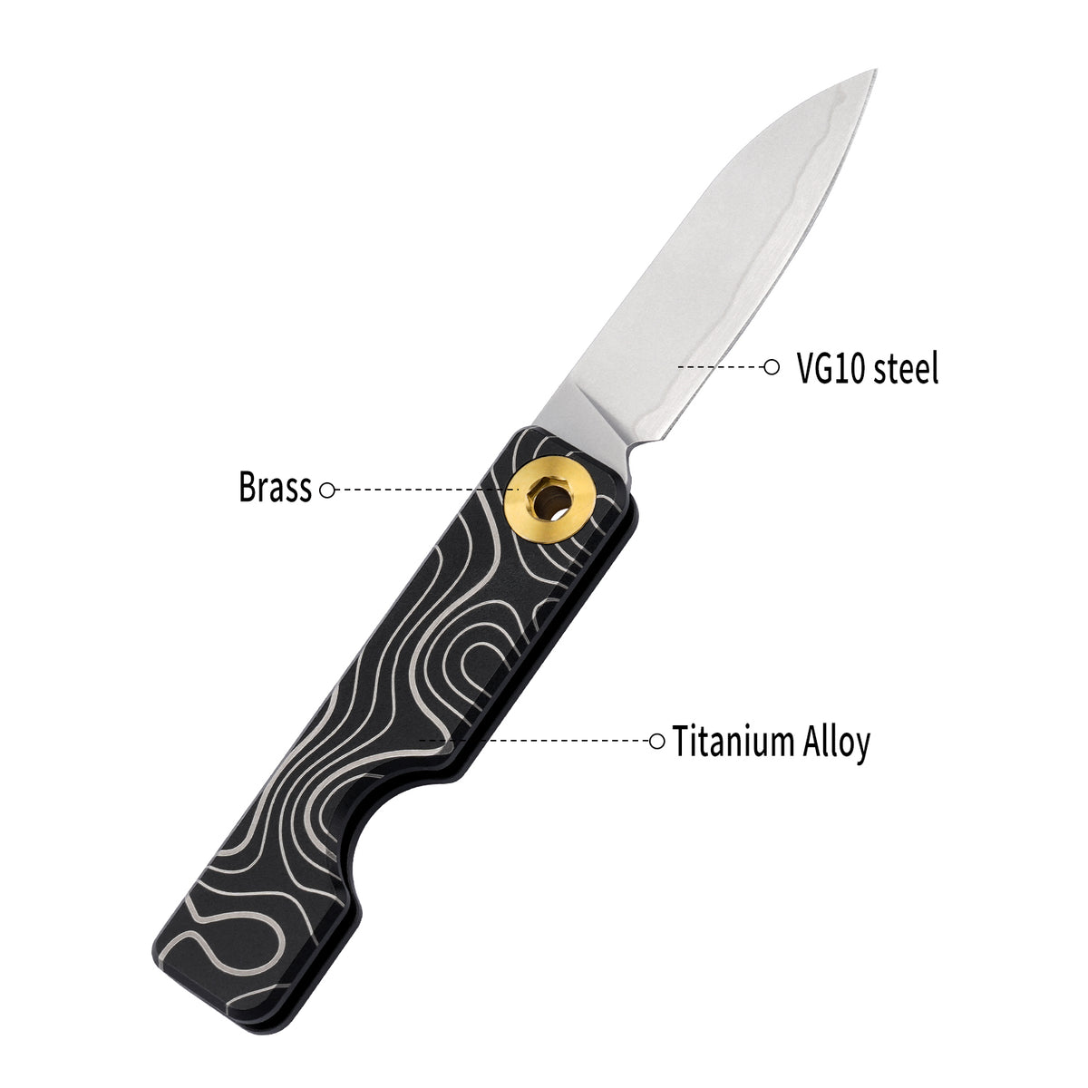 TGQ58 Topo Pattern Titanium VG10 Steel Mini Folding Cutter