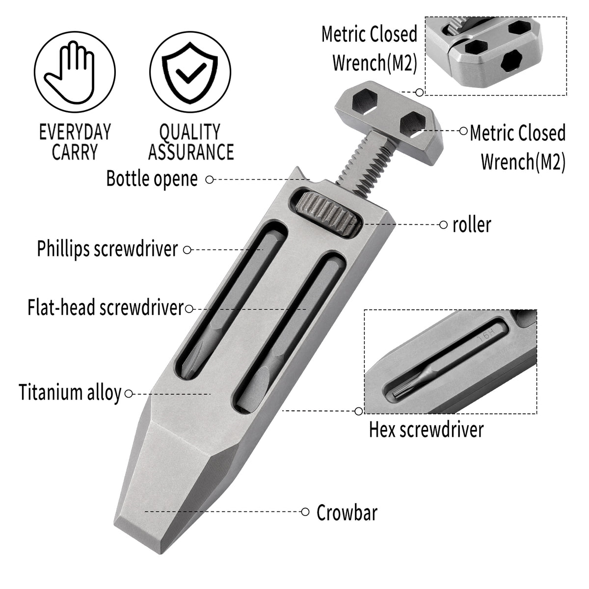 TGZUO Titanium Alloy EDC Pocket Multi‑Tool TGFC07