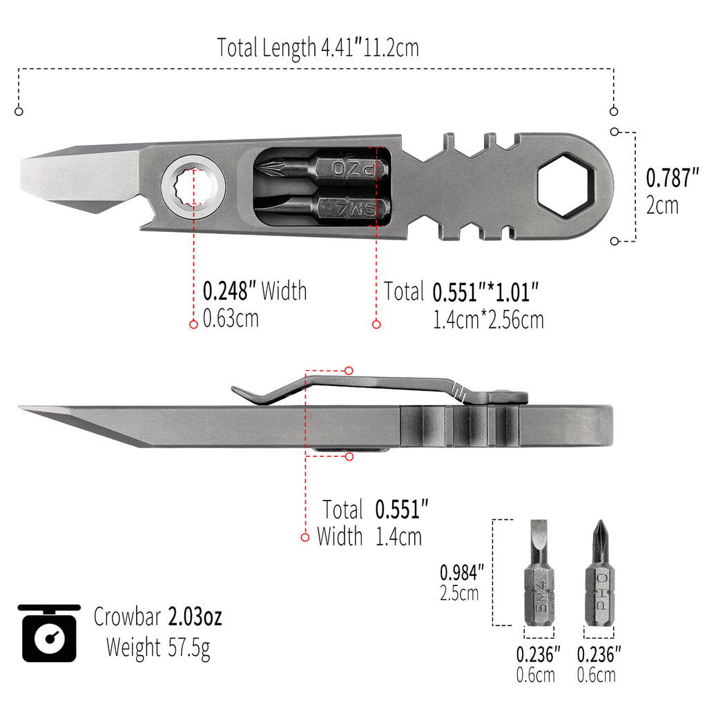 TGFC05 Titanium Alloy EDC Pry Bar Multi‑Tool