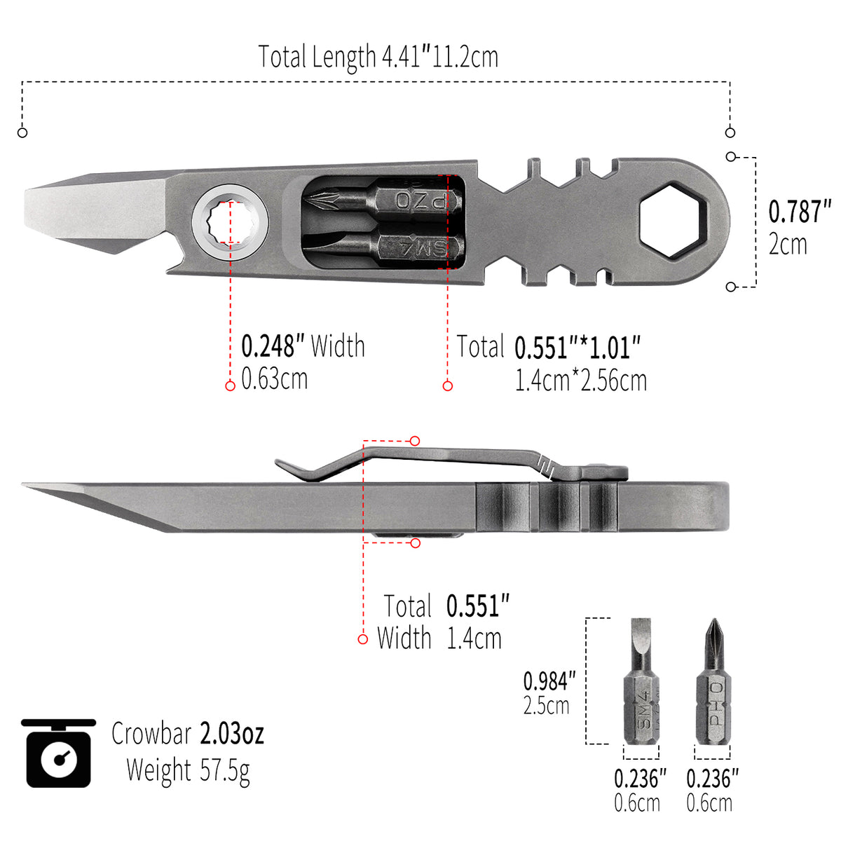 TGFC05 Titanium Alloy EDC Pry Bar Multi‑Tool