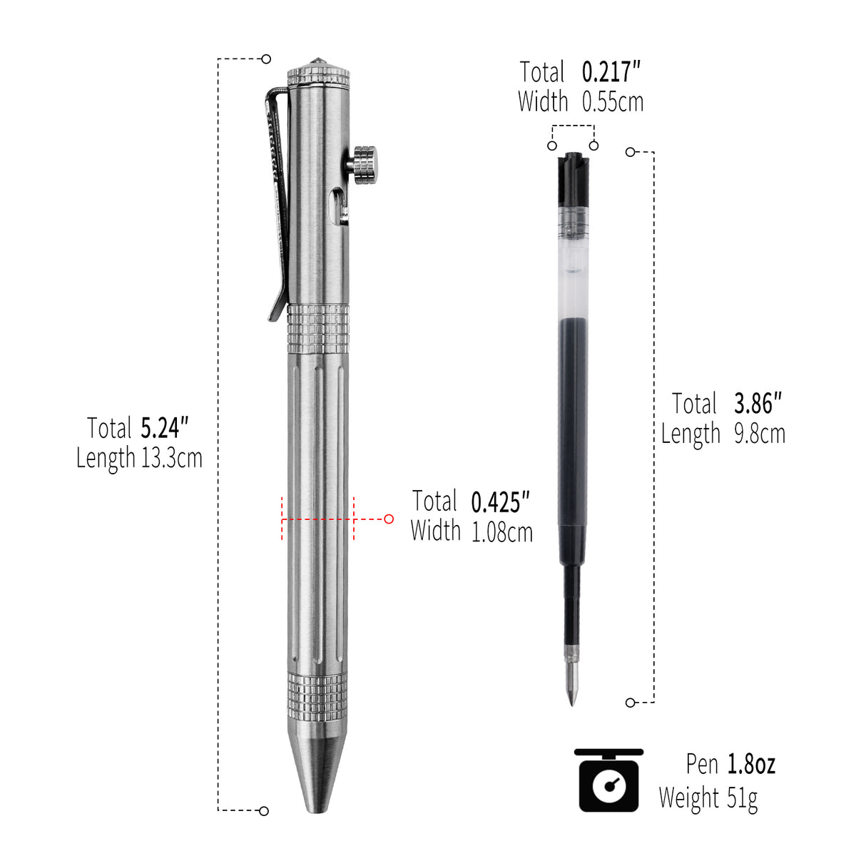 TGF10 Bolt Action Stainless Steel Tactical Pen