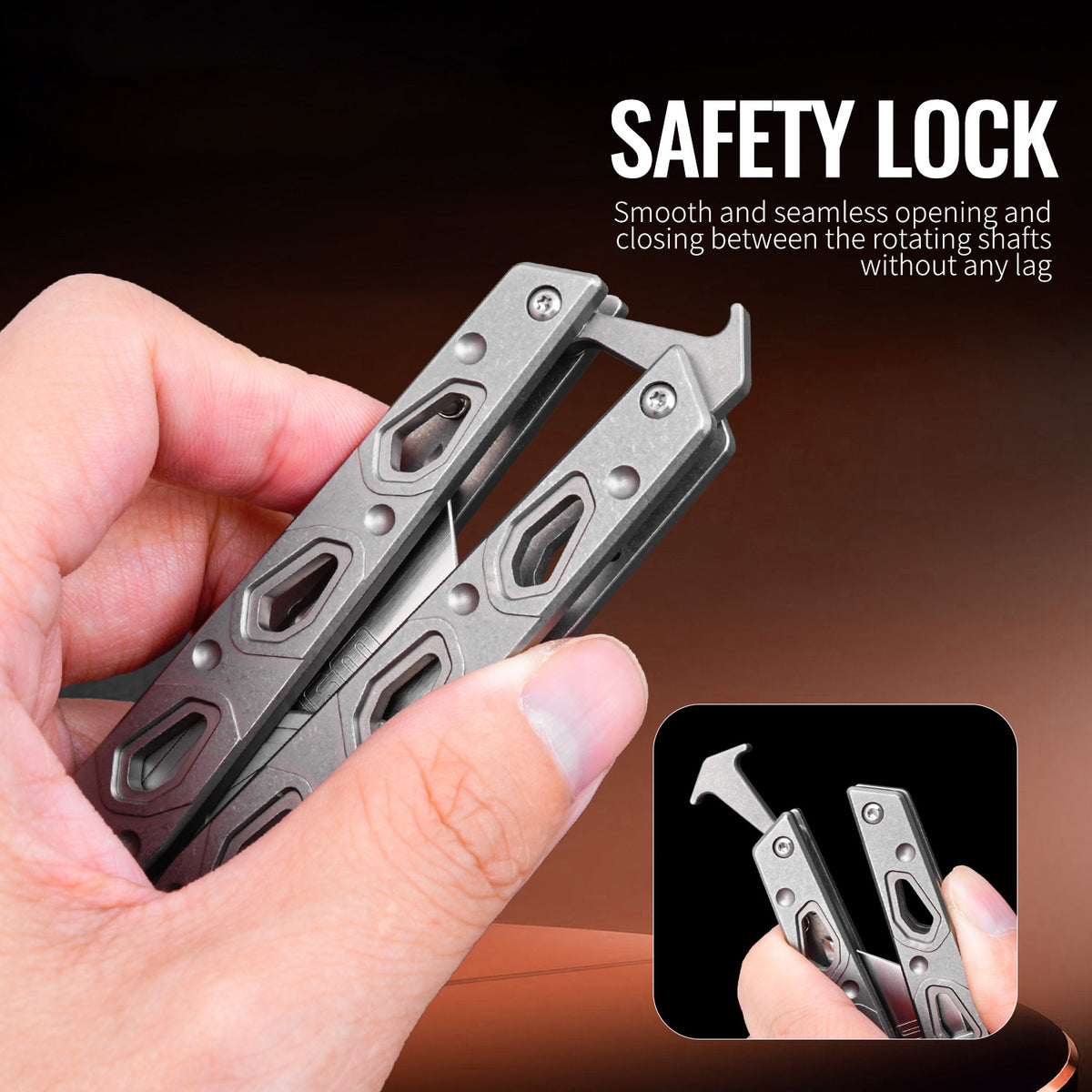 TGQ49 Titanium Stonewash Pocket Folding Utility Cutter