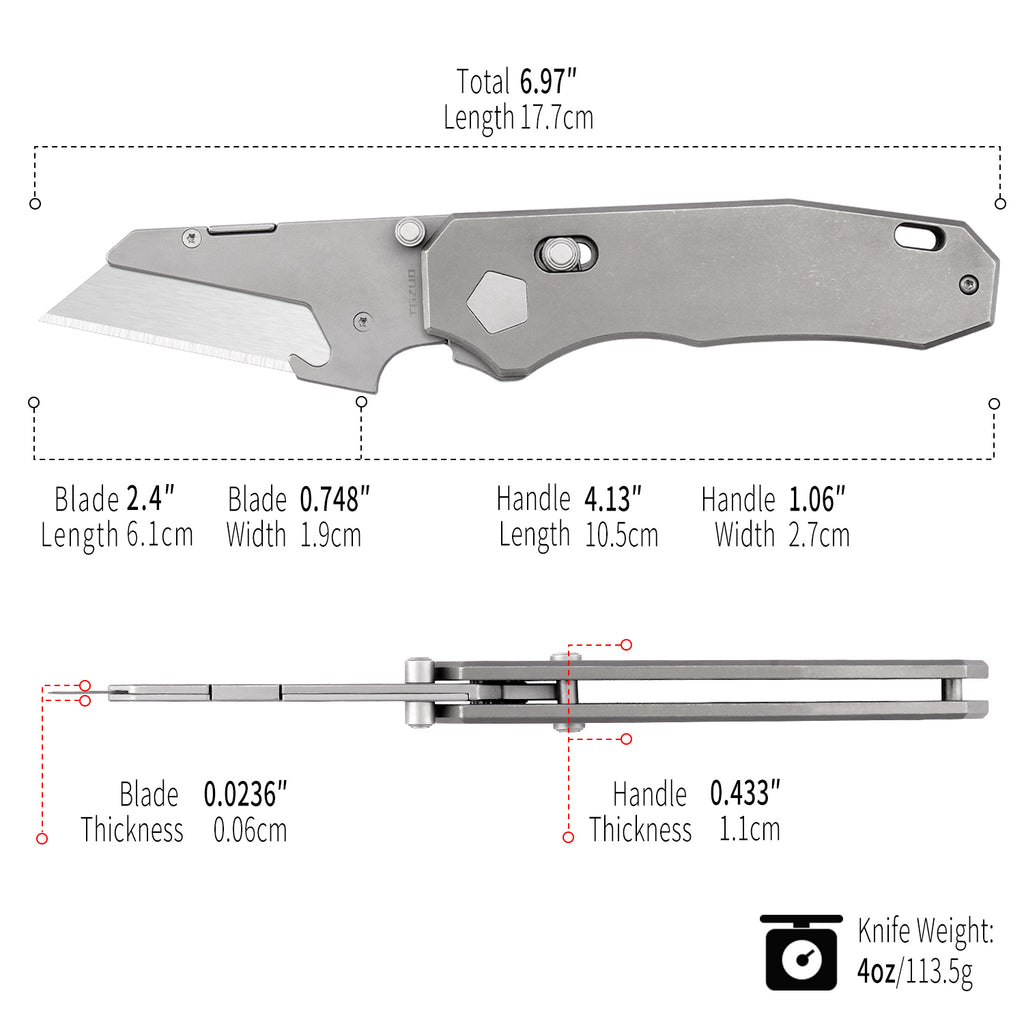 TGQ57 Swordfish Titanium Stonewash Folding Utility Cutter