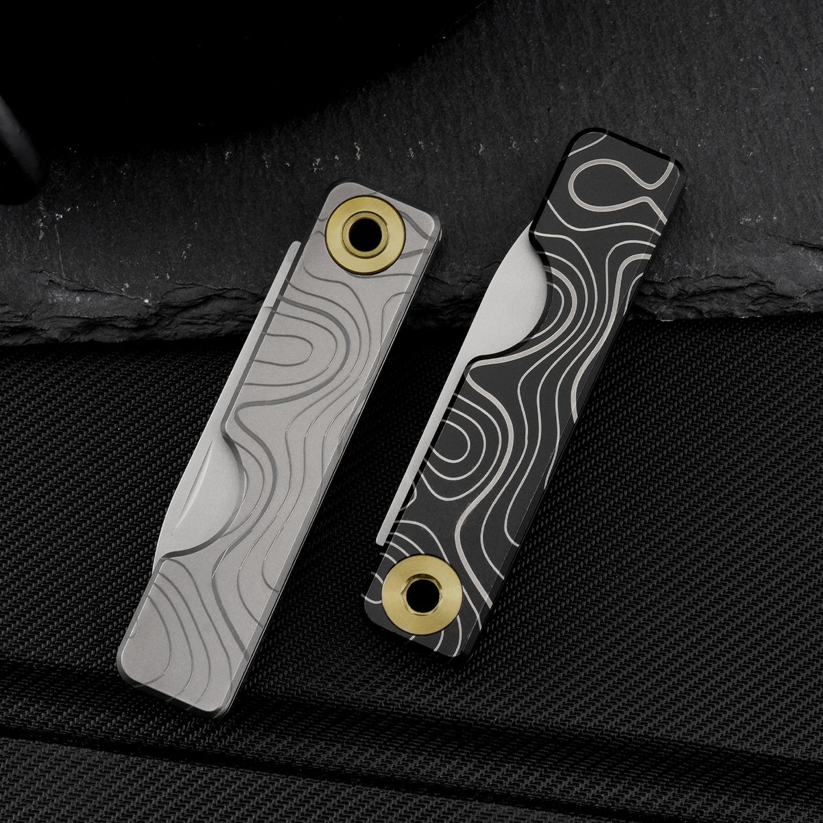TGQ58 Grey Topo Pattern Titanium VG10 Steel Mini Folding Cutter