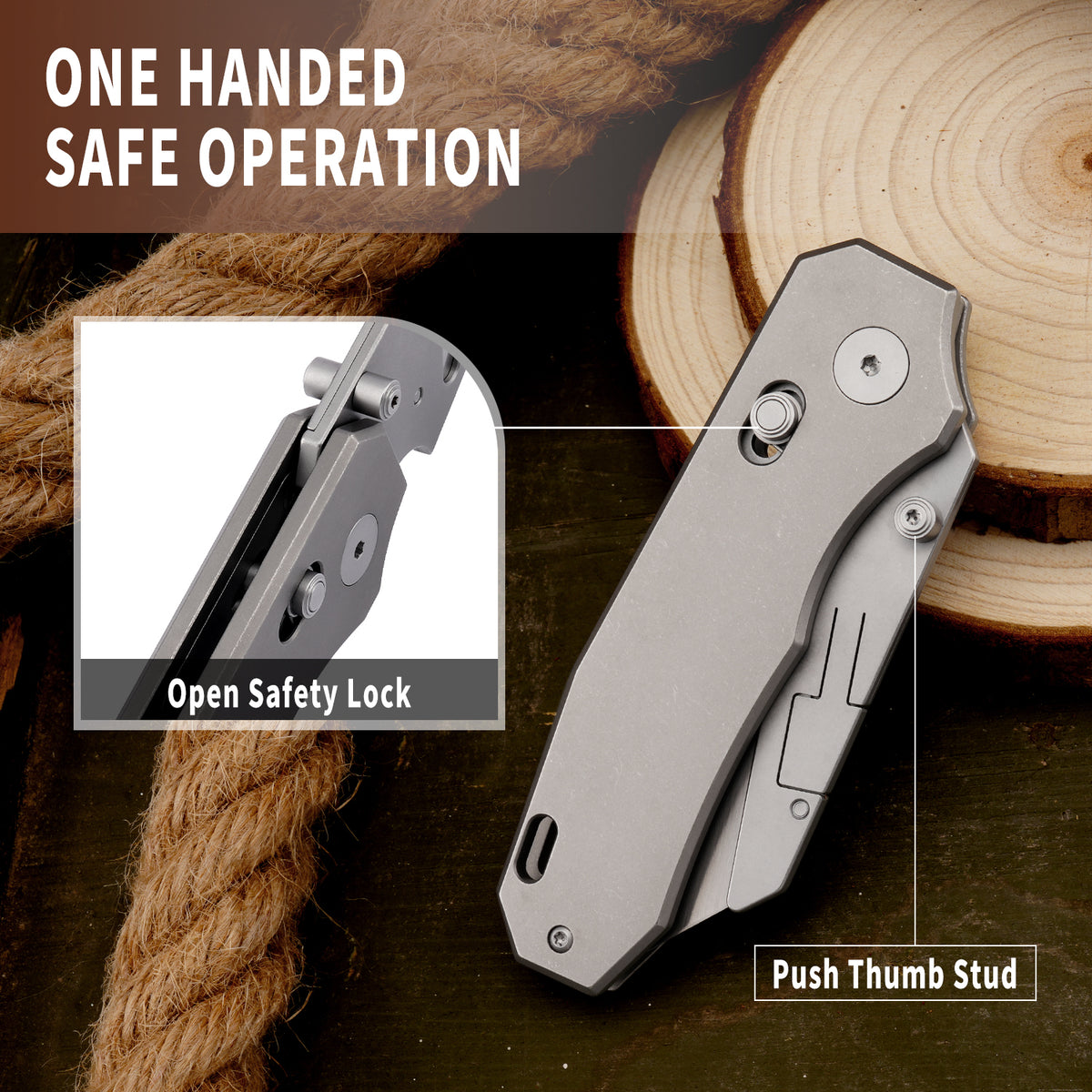 TGQ57 Swordfish Titanium Stonewash Folding Utility Cutter
