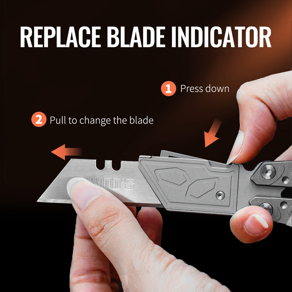 TGQ49 Titanium Stonewash Pocket Folding Utility Cutter