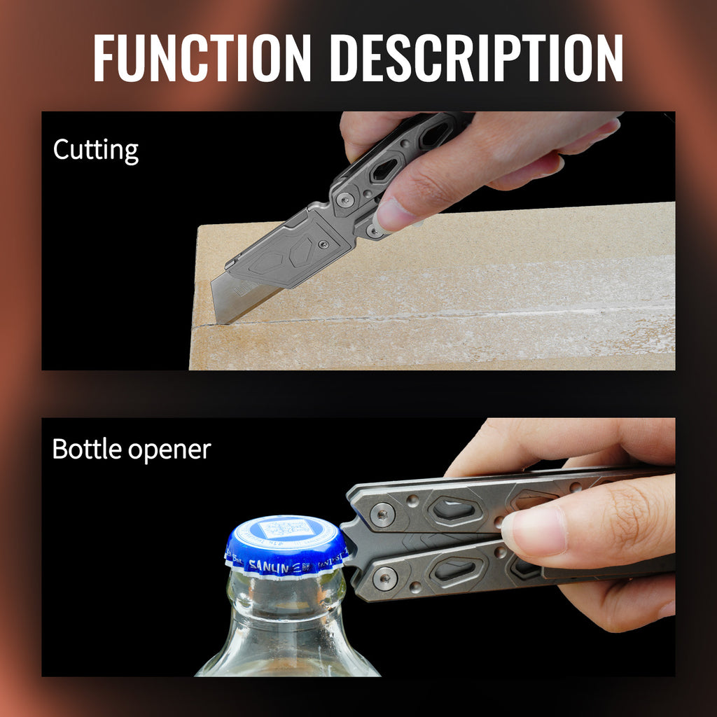 TGQ49 Titanium Stonewash Pocket Folding Utility Cutter